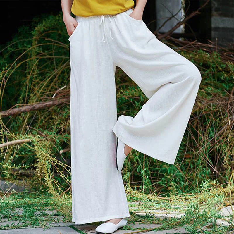 Pantaloni da yoga da donna con tasche e gamba larga, modello Buddha Stones, tinta unita - Image 16