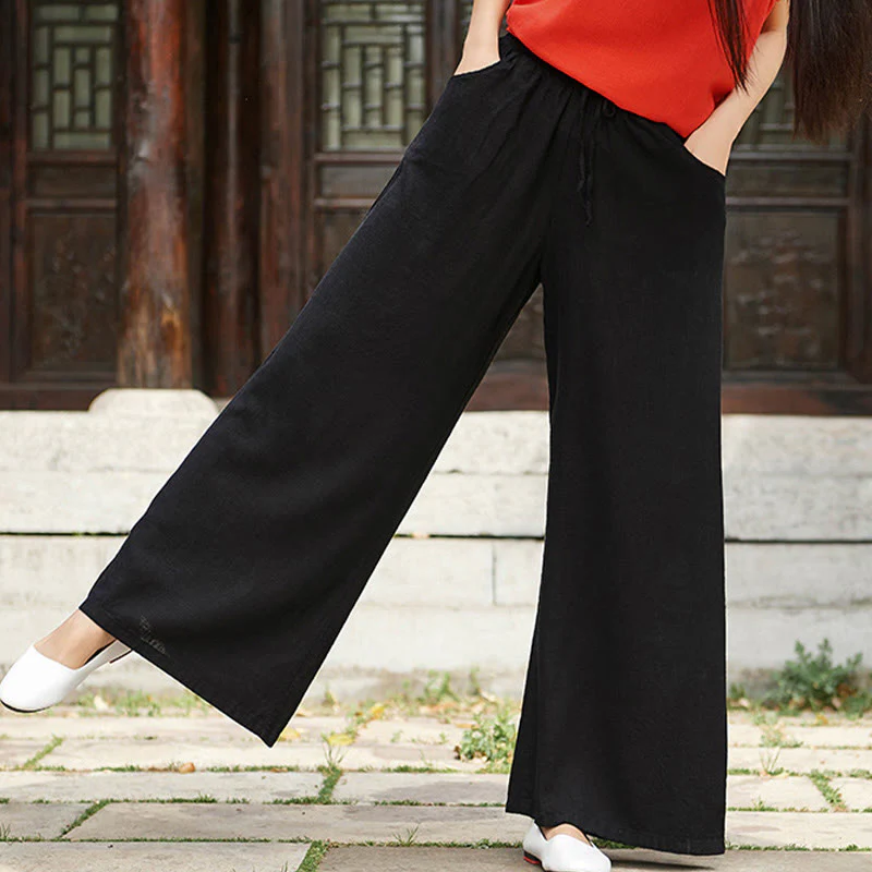 Pantaloni da yoga da donna con tasche e gamba larga, modello Buddha Stones, tinta unita - Image 26