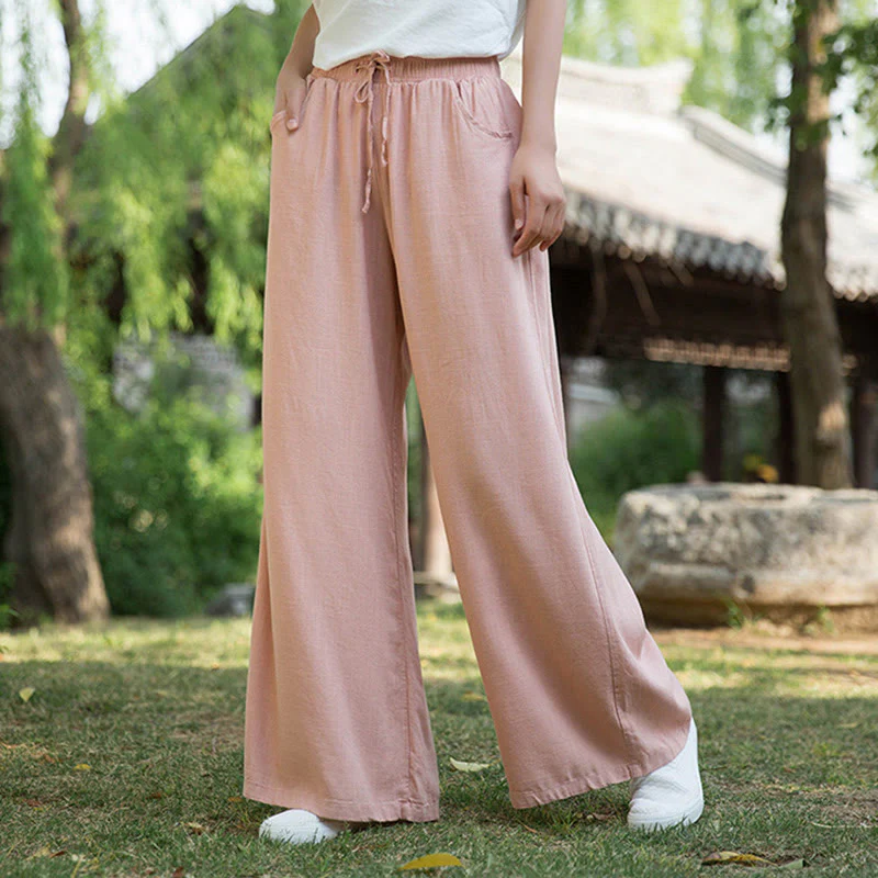 Pantaloni da yoga da donna con tasche e gamba larga, modello Buddha Stones, tinta unita - Image 31