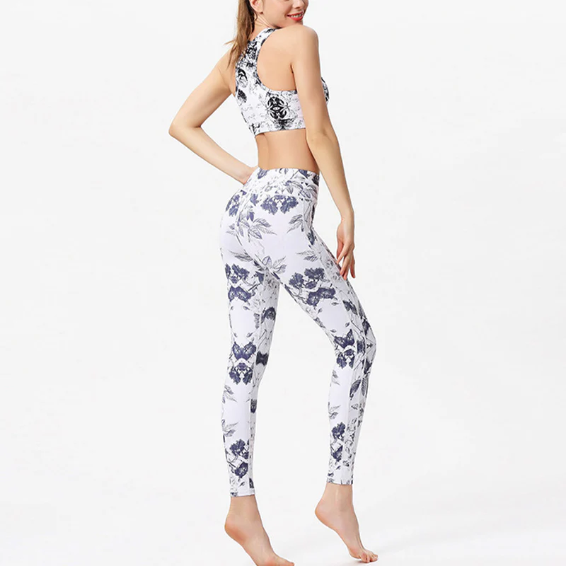 Pantaloni da yoga sportivi da donna con stampa di fiori Buddha Stones e pietre - Image 11