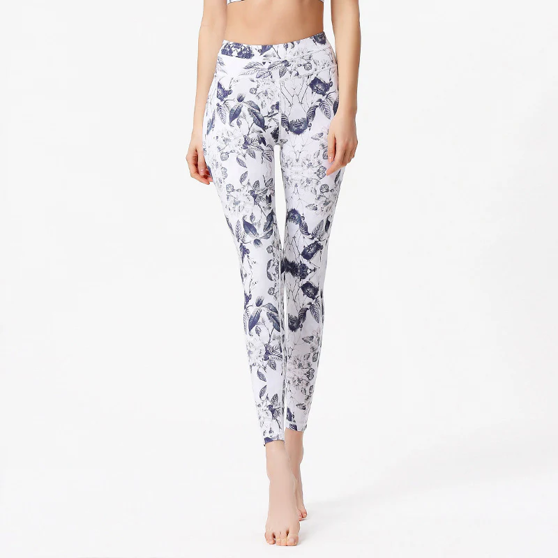 Pantaloni da yoga sportivi da donna con stampa di fiori Buddha Stones e pietre - Image 6