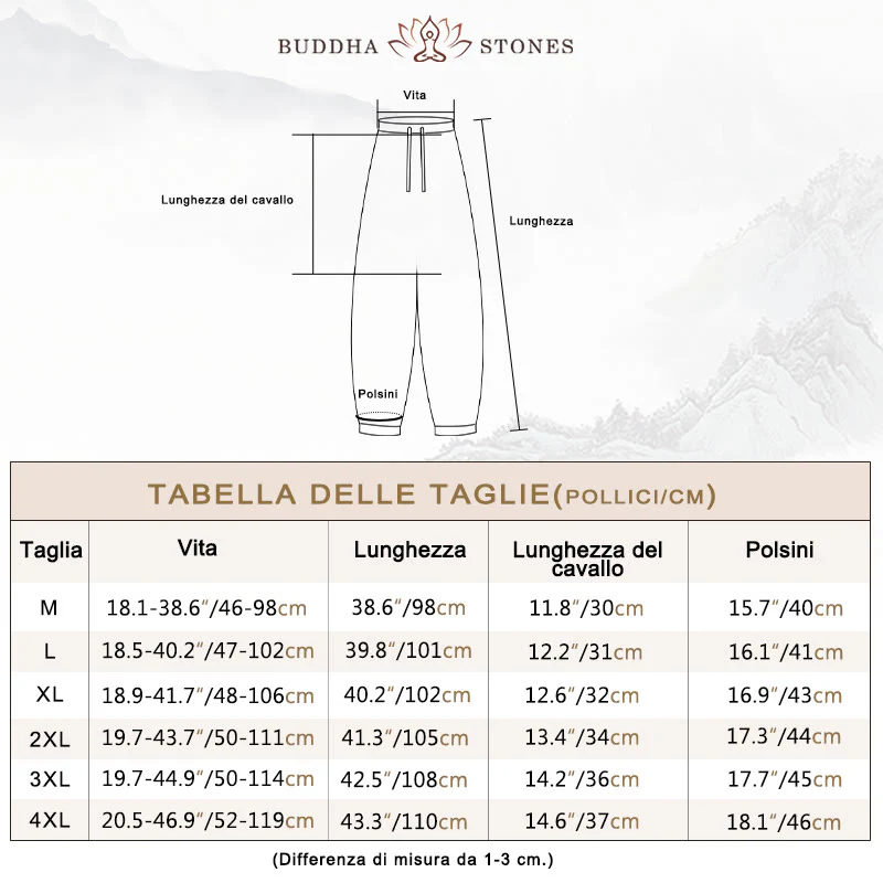 Pantaloni harem casual da uomo in cotone e lino tinta unita con tasche , Buddha Stones - Image 5