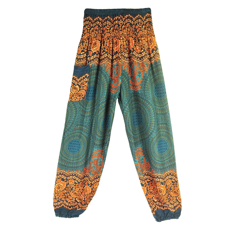 Pantaloni harem casual larghi con motivo geometrico rotondo Buddha Stones, pantaloni da yoga da donna a vita alta - Image 24