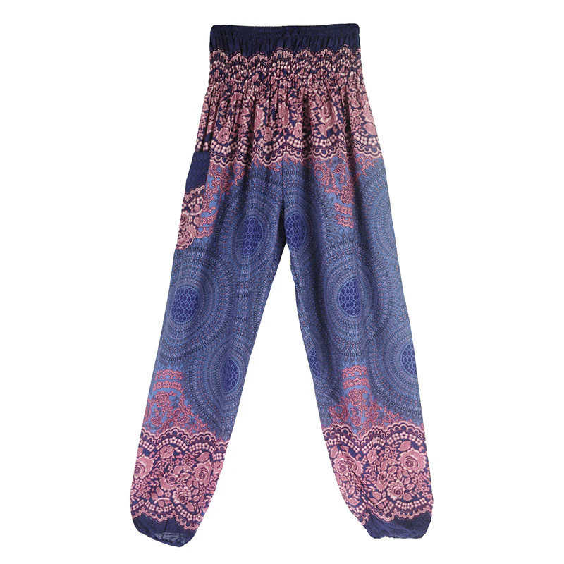 Pantaloni harem casual larghi con motivo geometrico rotondo Buddha Stones, pantaloni da yoga da donna a vita alta - Image 34