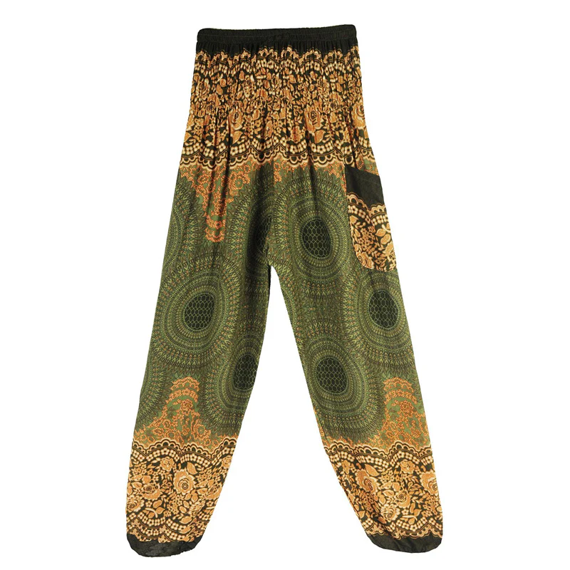 Pantaloni harem casual larghi con motivo geometrico rotondo Buddha Stones, pantaloni da yoga da donna a vita alta - Image 43