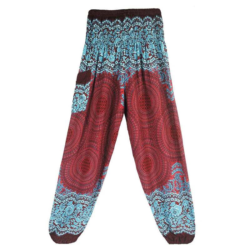 Pantaloni harem casual larghi con motivo geometrico rotondo Buddha Stones, pantaloni da yoga da donna a vita alta - Image 5