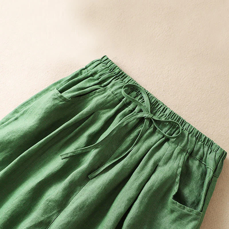 Pantaloni harem con coulisse in cotone con tasche da donna Buddha Stones Summer - Image 12