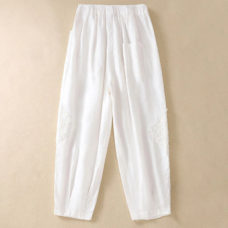 Pantaloni harem con coulisse in cotone con tasche da donna Buddha Stones Summer - Image 7