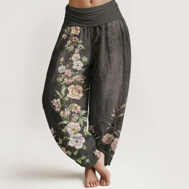 Pantaloni harem da donna con elastico in vita, in cotone, con motivo etnico floreale e totem, motivo etnico Buddha Stones - Image 8