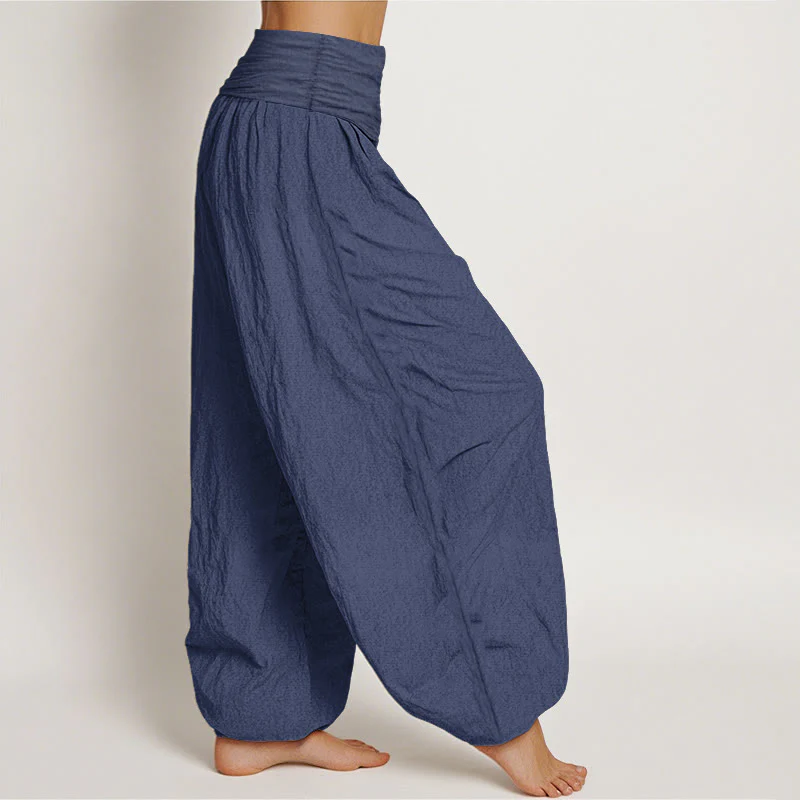 Pantaloni harem con elastico in vita e motivo fenice colorato in puro cotone da donna Buddha Stones - Image 7