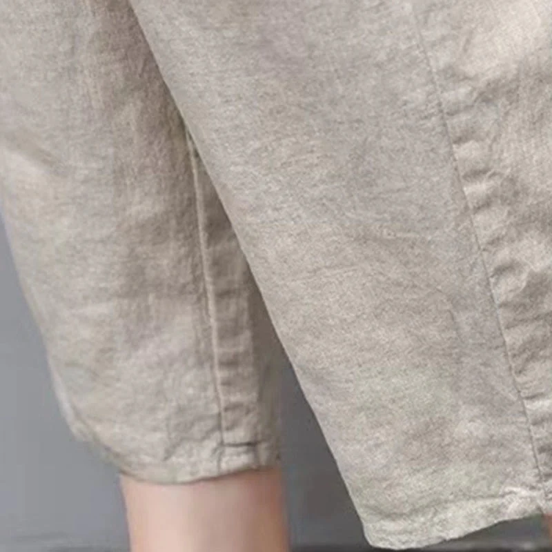 Pantaloni harem Capri con elastico in vita e tasche, ricamo vintage con Buddha Stones - Image 21