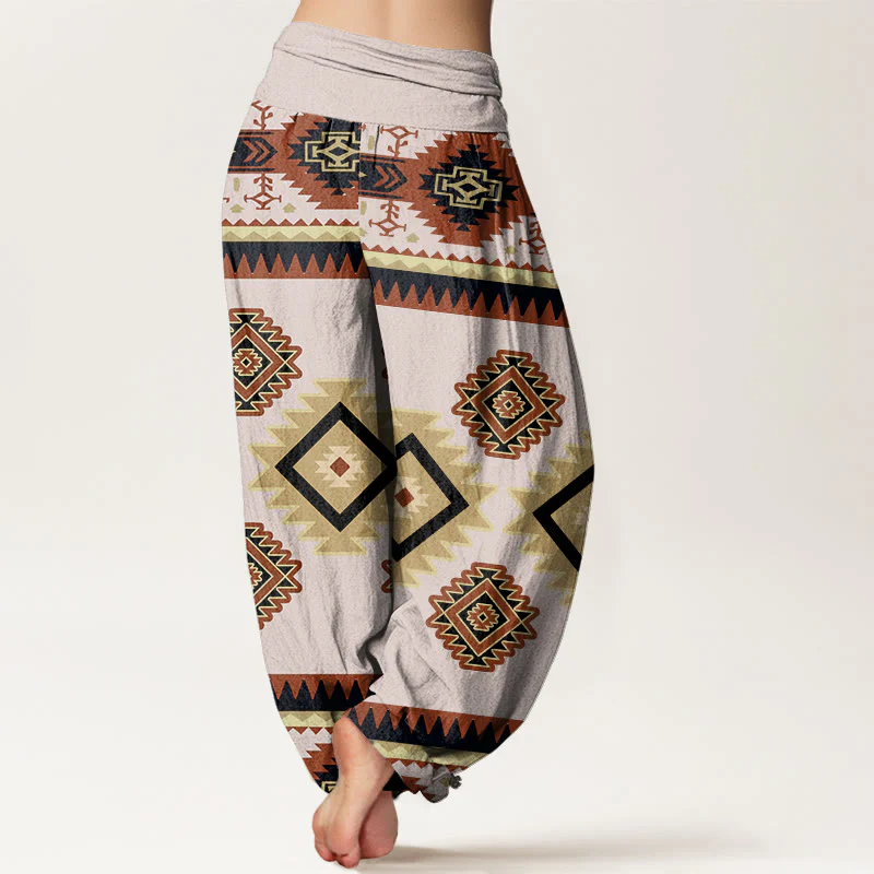 Pantaloni harem da donna in cotone con elastico in vita, stile Navajo, casual e simmetrico, motivo Buddha Stones - Image 7