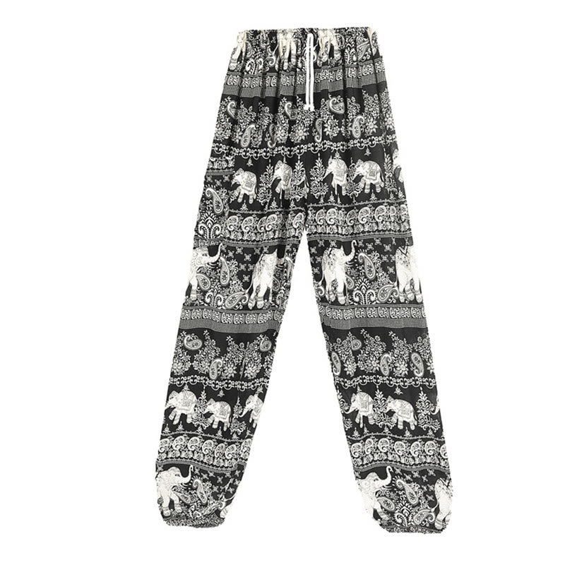 Pantaloni harem con motivo a elefante, stile boho, da yoga, da donna , Buddha Stones - Image 10