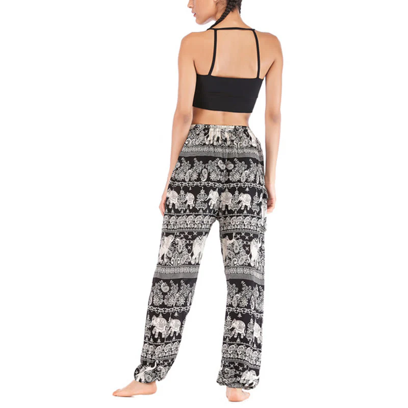 Pantaloni harem con motivo a elefante, stile boho, da yoga, da donna , Buddha Stones - Image 12