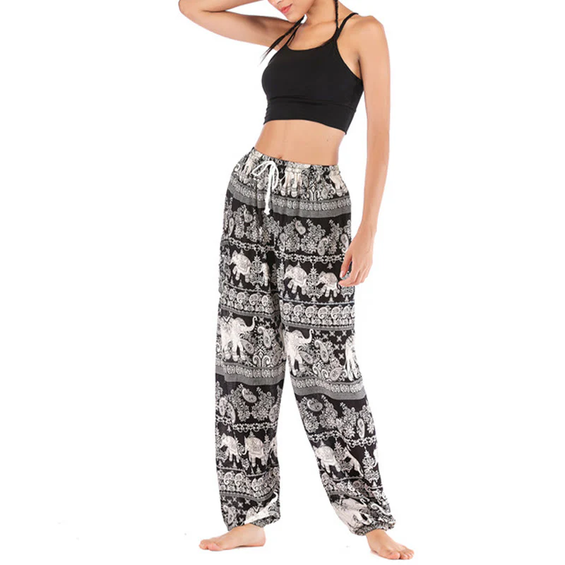 Pantaloni harem con motivo a elefante, stile boho, da yoga, da donna , Buddha Stones - Image 18
