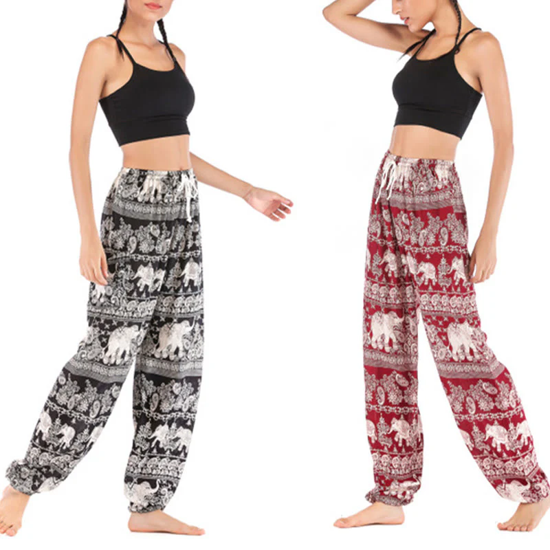 Pantaloni harem con motivo a elefante, stile boho, da yoga, da donna , Buddha Stones - Image 19