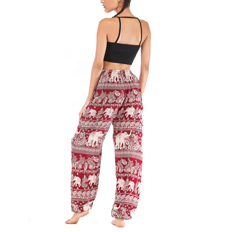 Pantaloni harem con motivo a elefante, stile boho, da yoga, da donna , Buddha Stones - Image 7