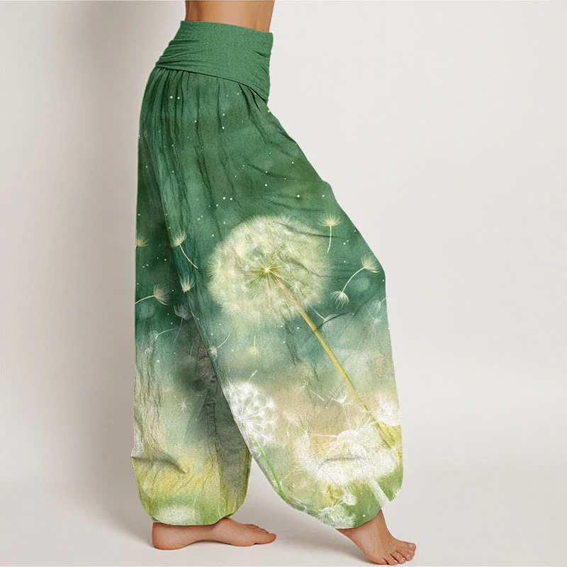 Pantaloni harem da donna con elastico in vita, in cotone, casual, con motivo a tarassaco, motivo Buddha Stones - Image 10