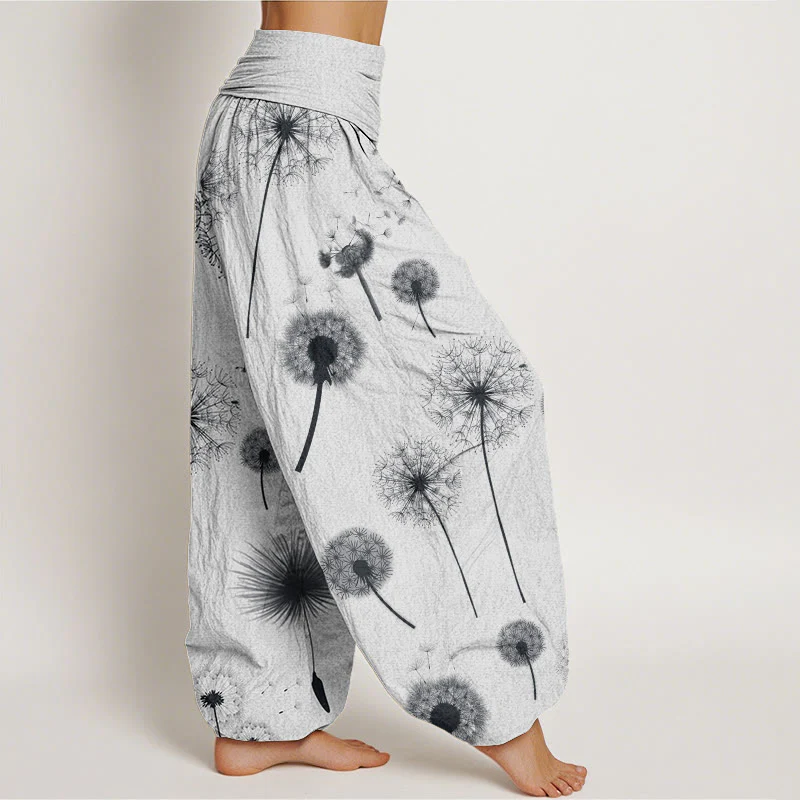 Pantaloni harem da donna con elastico in vita, in cotone, casual, con motivo a tarassaco, motivo Buddha Stones - Image 10