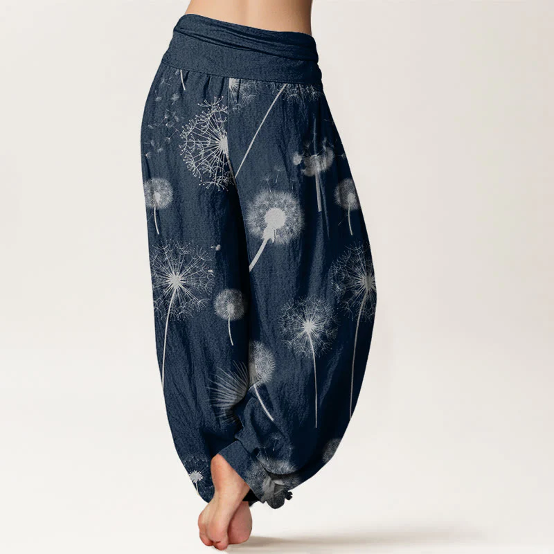 Pantaloni harem da donna con elastico in vita, in cotone, casual, con motivo a tarassaco, motivo Buddha Stones - Image 6