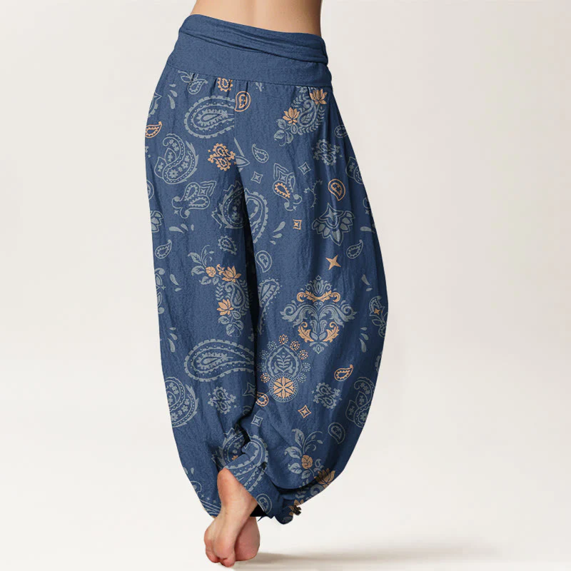 Pantaloni harem da donna con elastico in vita e motivo paisley vintage in cotone Buddha Stones - Image 10