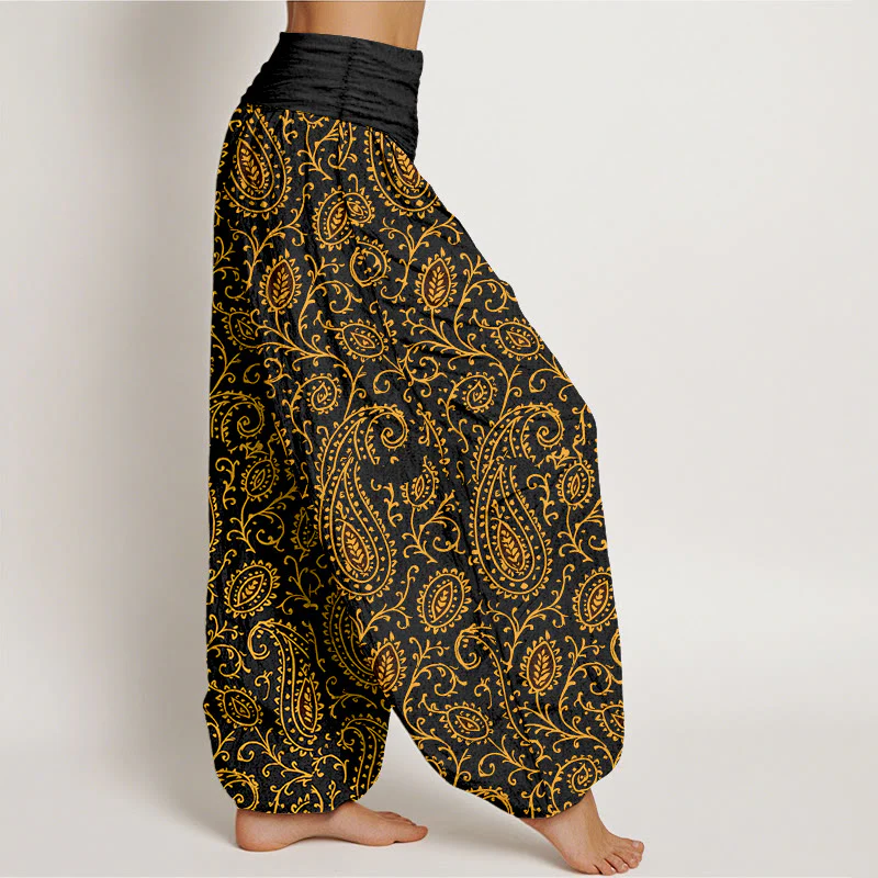 Pantaloni harem da donna con elastico in vita, in cotone con motivo paisley dai colori vivaci, modello Buddha Stones - Image 11