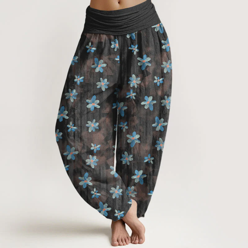 Pantaloni harem da donna con elastico in vita, in cotone, stile semplice, motivo floreale, motivo Buddha Stones - Image 9