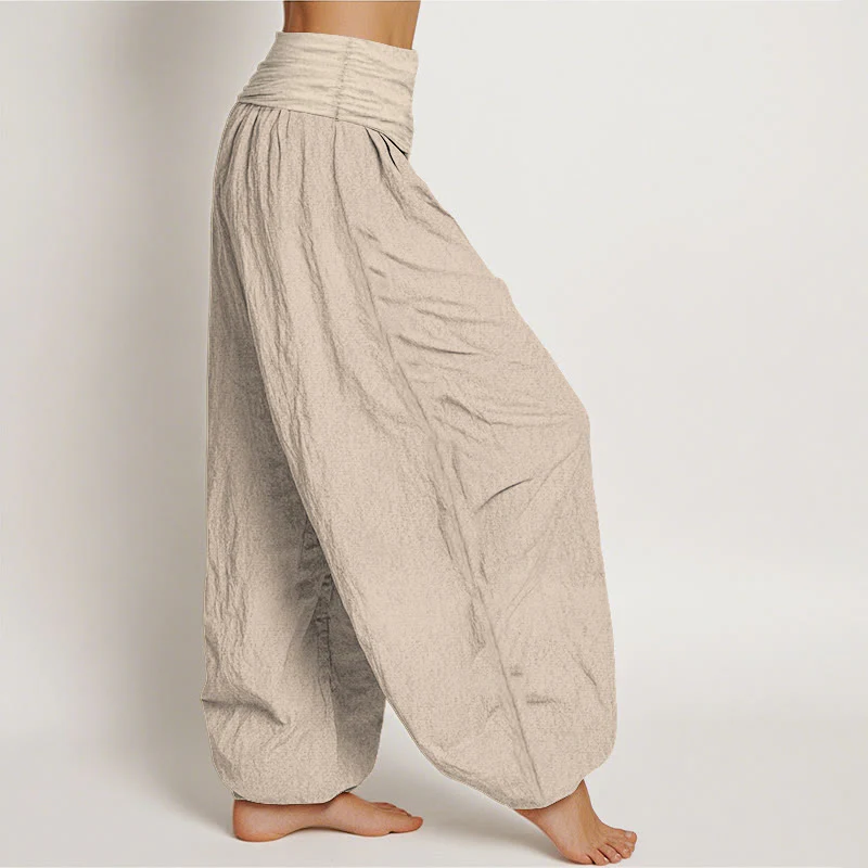 Pantaloni harem da donna con elastico in vita, in puro cotone, con motivo a rami di frutta dai colori vivaci, motivo Buddha Stones - Image 3