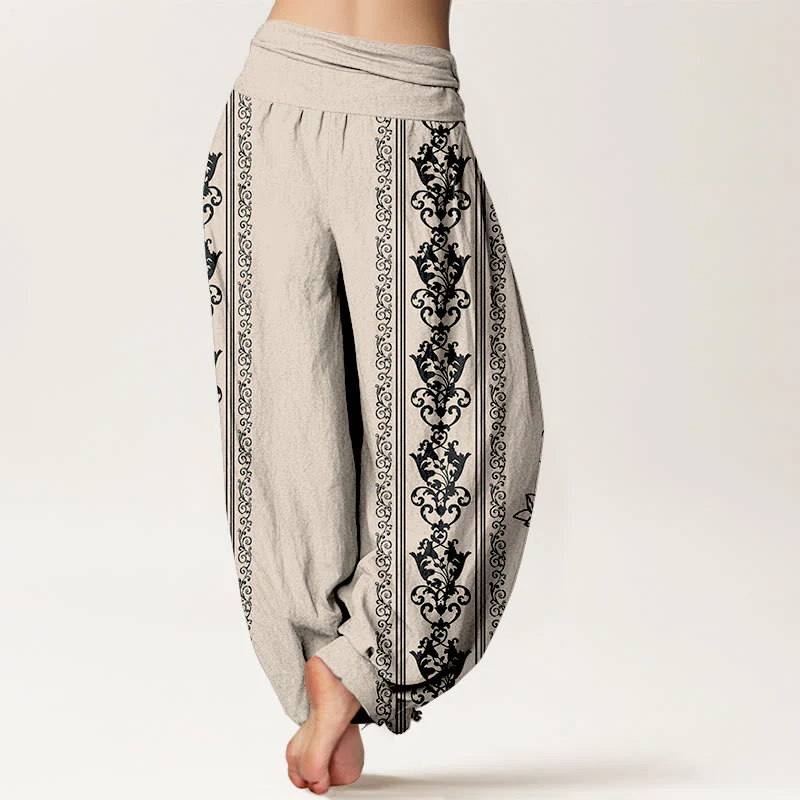 Pantaloni harem da donna con elastico in vita, motivo Buddha Stones Cotton Lotus Flowers Double Dorje Vajra Namaste Om - Image 10