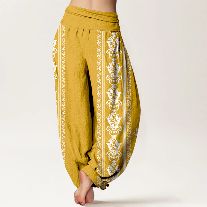 Pantaloni harem da donna con elastico in vita, motivo Buddha Stones Cotton Lotus Flowers Double Dorje Vajra Namaste Om - Image 16