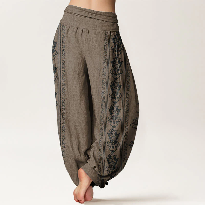 Pantaloni harem da donna con elastico in vita, motivo Buddha Stones Cotton Lotus Flowers Double Dorje Vajra Namaste Om - Image 19
