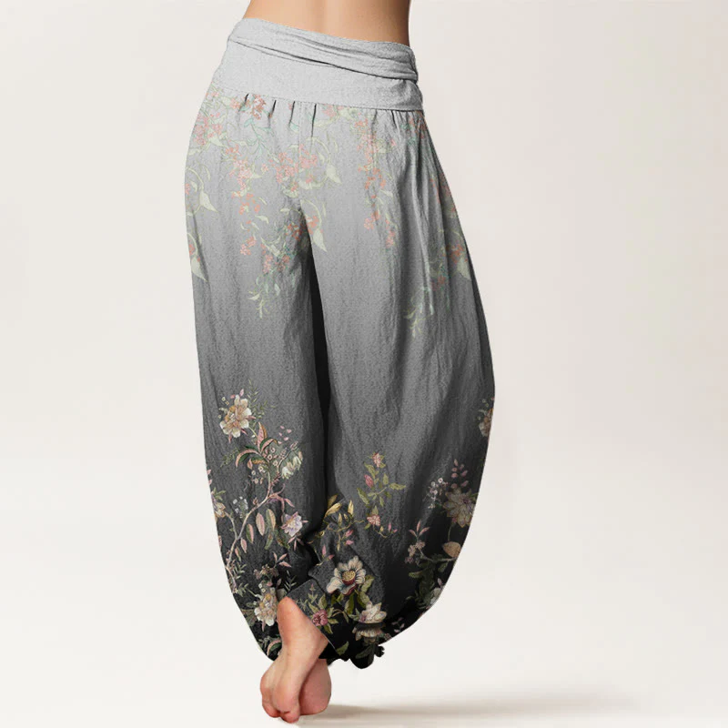Pantaloni harem da donna con elastico in vita, motivo floreale delicato e sfumato , in Buddha Stones - Image 7