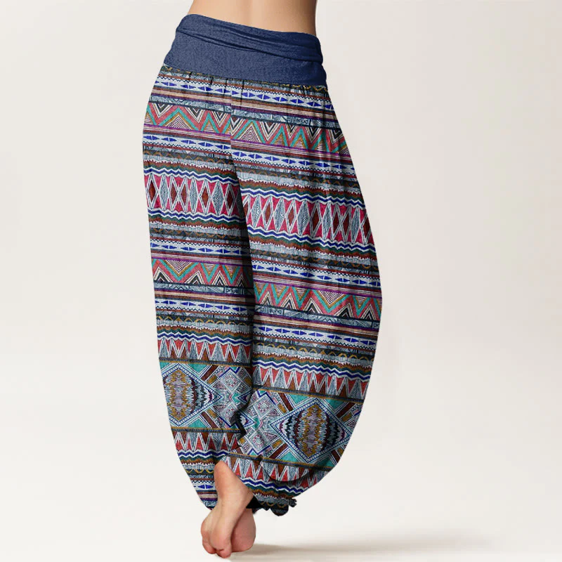 Pantaloni harem da donna con elastico in vita, in cotone, stile tribale, casual, motivo geometrico, motivo Buddha Stones - Image 10