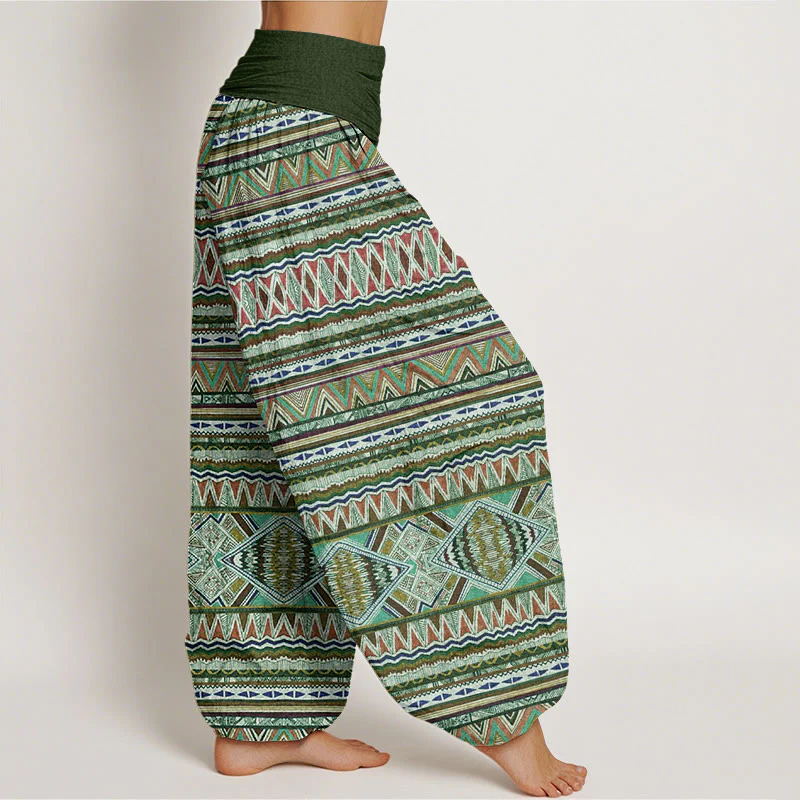 Pantaloni harem da donna con elastico in vita, in cotone, stile tribale, casual, motivo geometrico, motivo Buddha Stones - Image 6