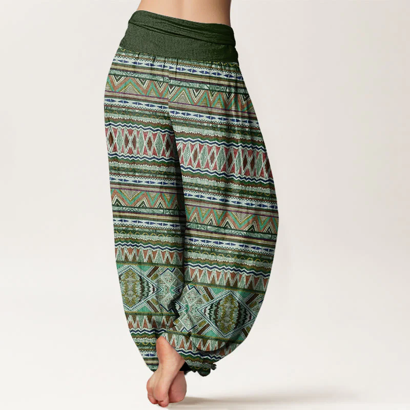 Pantaloni harem da donna con elastico in vita, in cotone, stile tribale, casual, motivo geometrico, motivo Buddha Stones - Image 7