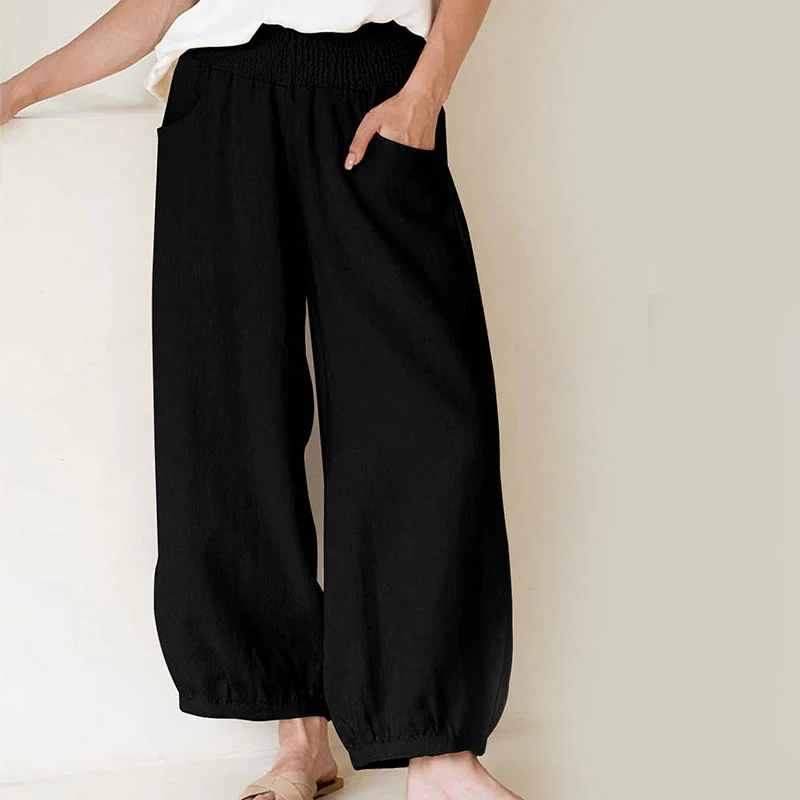Pantaloni harem da donna con tasche, tinta unita , Buddha Stones - Image 3