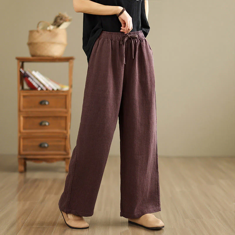 Pantaloni harem da donna in cotone con coulisse e tasche, modello Buddha Stones Commute, stile retrò, tinta unita - Image 10