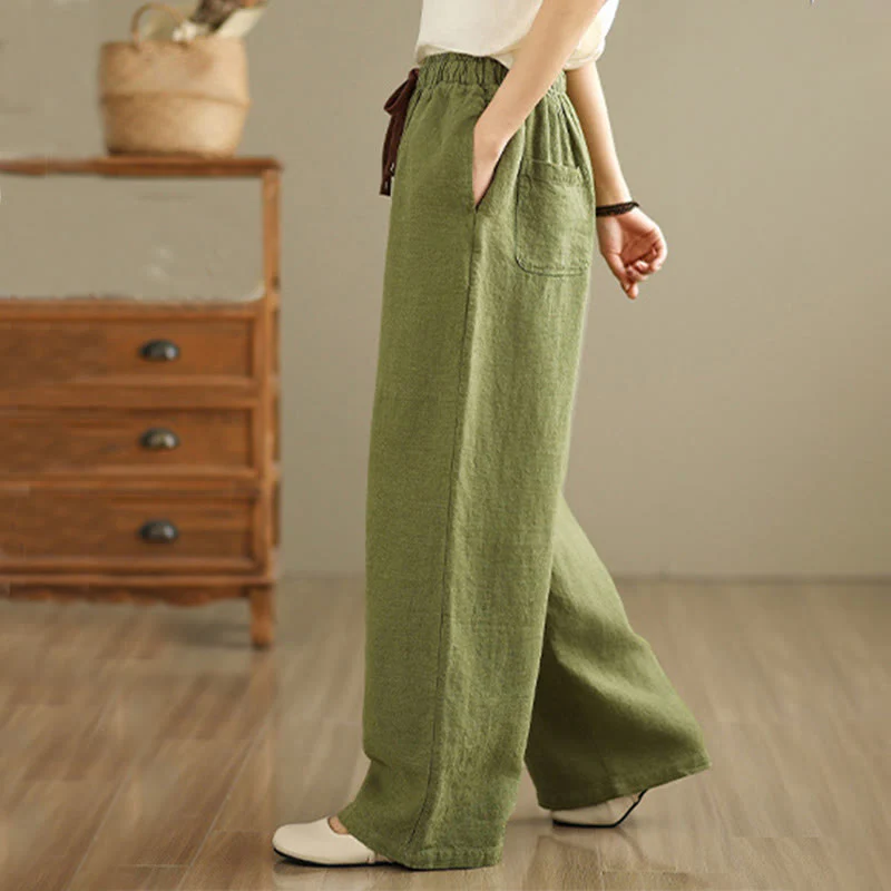 Pantaloni harem da donna in cotone con coulisse e tasche, modello Buddha Stones Commute, stile retrò, tinta unita - Image 5