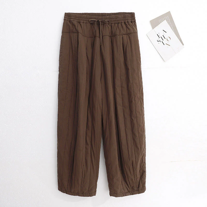 Pantaloni harem da donna in cotone con tasche e design a tinta unita invernale Buddha Stones - Image 15