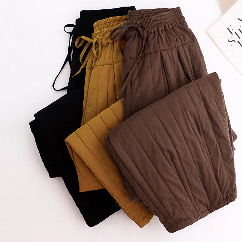 Pantaloni harem da donna in cotone con tasche e design a tinta unita invernale Buddha Stones - Image 36