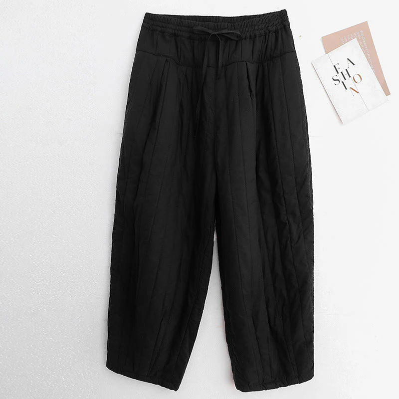 Pantaloni harem da donna in cotone con tasche e design a tinta unita invernale Buddha Stones - Image 9