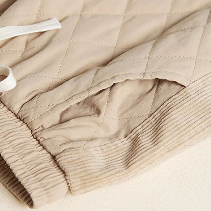 Pantaloni harem termici da donna in cotone con tasche e design trapuntato a rombi Buddha Stones - Image 14