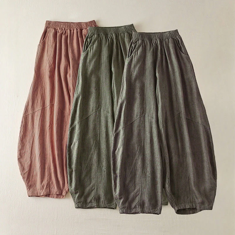 Pantaloni harem da donna in cotone con tasche, larghi e dritti, lunghezza 7-8, modello Buddha Stones - Image 17