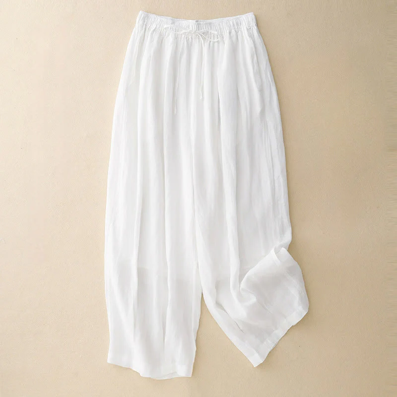 Pantaloni da donna corti con tasche, larghi e casual, a doppio strato, lunghezza 7-8, Buddha Stones - Image 12
