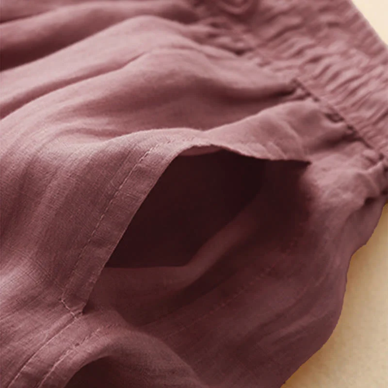 Pantaloni da donna corti con tasche, larghi e casual, a doppio strato, lunghezza 7-8, Buddha Stones - Image 19