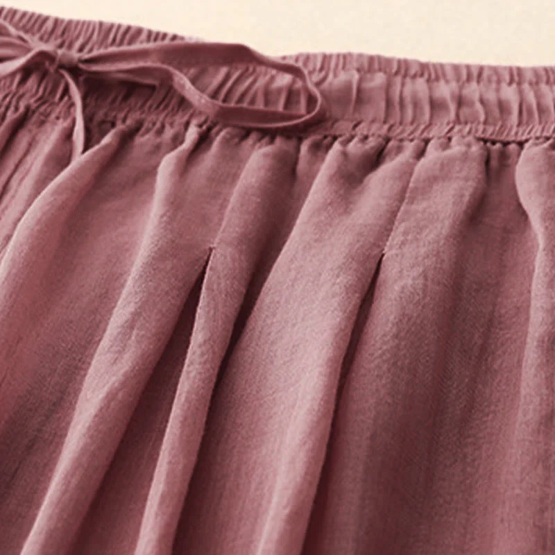Pantaloni da donna corti con tasche, larghi e casual, a doppio strato, lunghezza 7-8, Buddha Stones - Image 21