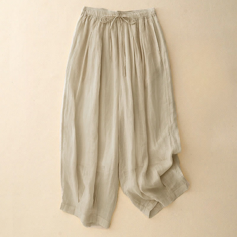 Pantaloni da donna corti con tasche, larghi e casual, a doppio strato, lunghezza 7-8, Buddha Stones - Image 22