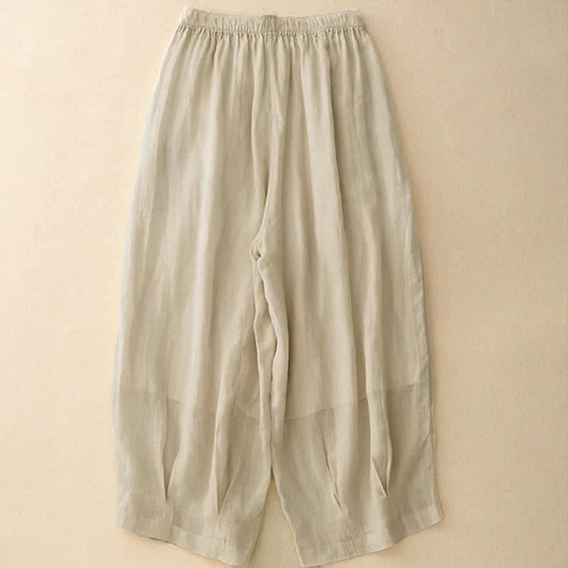 Pantaloni da donna corti con tasche, larghi e casual, a doppio strato, lunghezza 7-8, Buddha Stones - Image 26