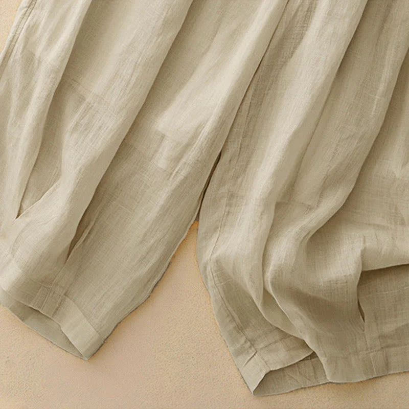 Pantaloni da donna corti con tasche, larghi e casual, a doppio strato, lunghezza 7-8, Buddha Stones - Image 27