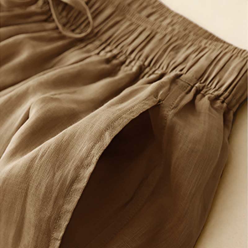 Pantaloni da donna corti con tasche, larghi e casual, a doppio strato, lunghezza 7-8, Buddha Stones - Image 3